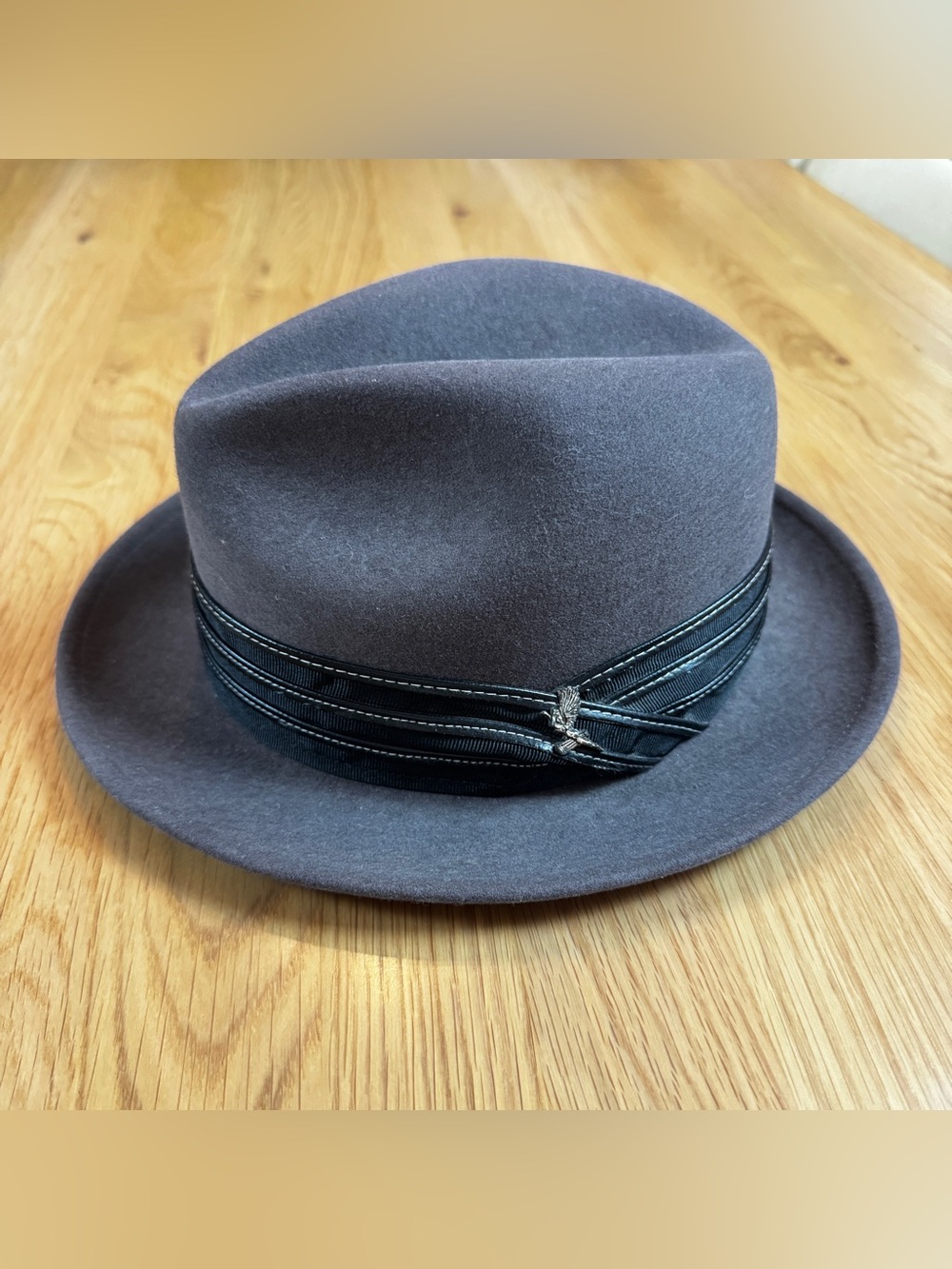 Carlos Santana Gray Felt Fedora with Black Trim Abraxas Angel